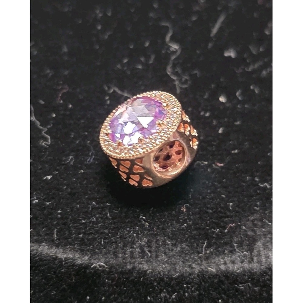 Pandora Radiant Hearts Sparkling Lavender Rose Gold Charm 781725LCZ Retired